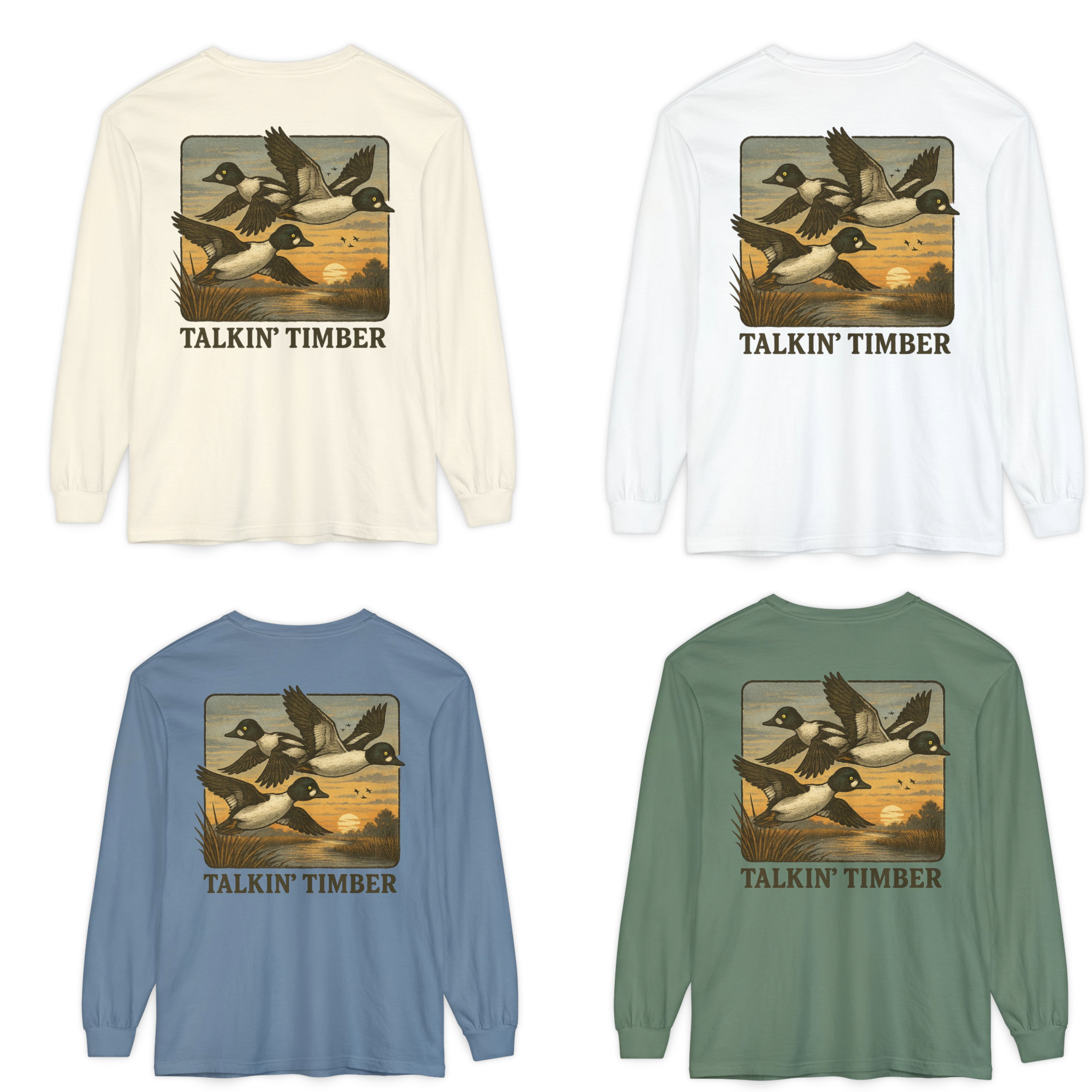 Talkin' Timber- Rare Feathers- Back view of Goldeneye Long Sleeve