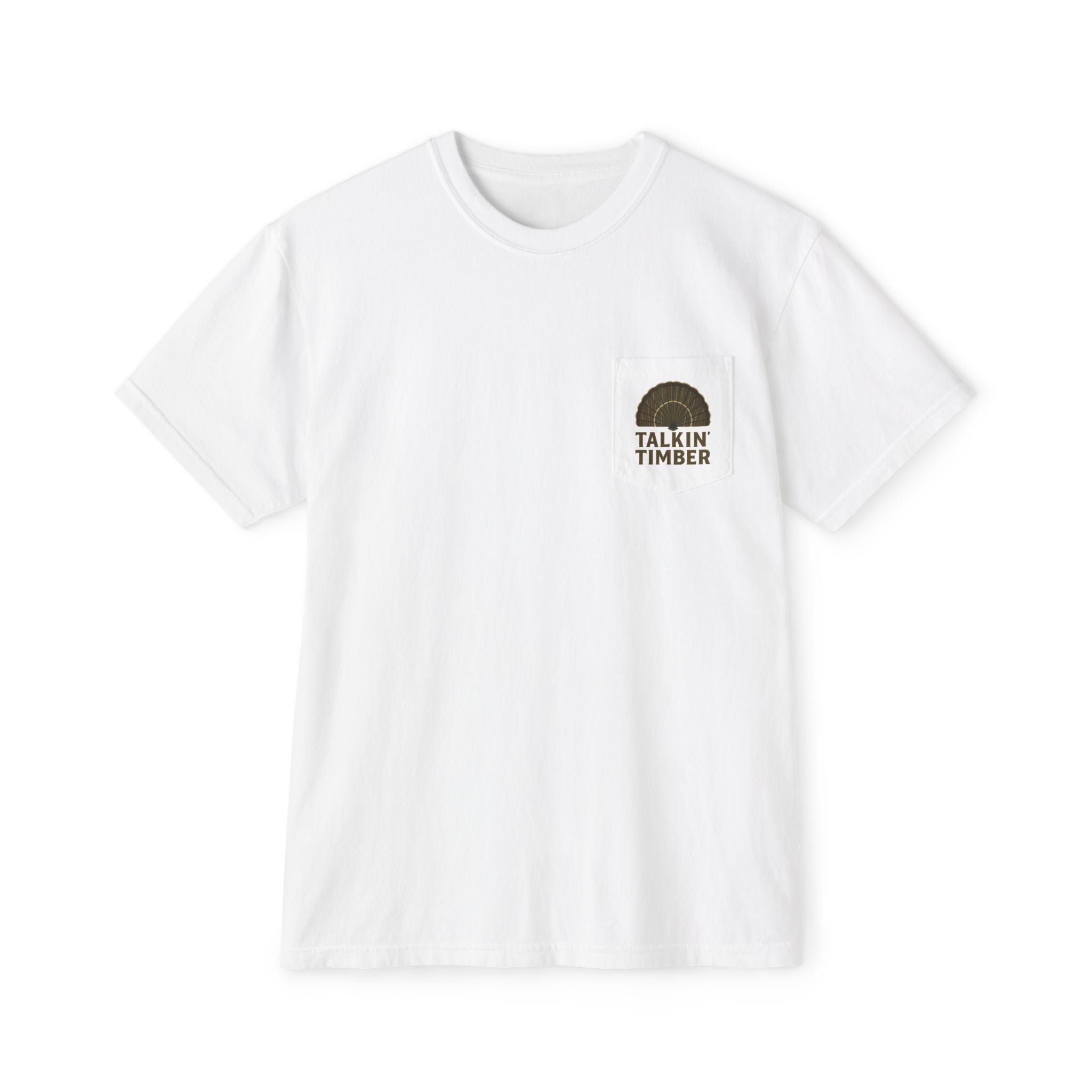 Talkin' Timber- Bottomland Fan- Front view of tee- White 