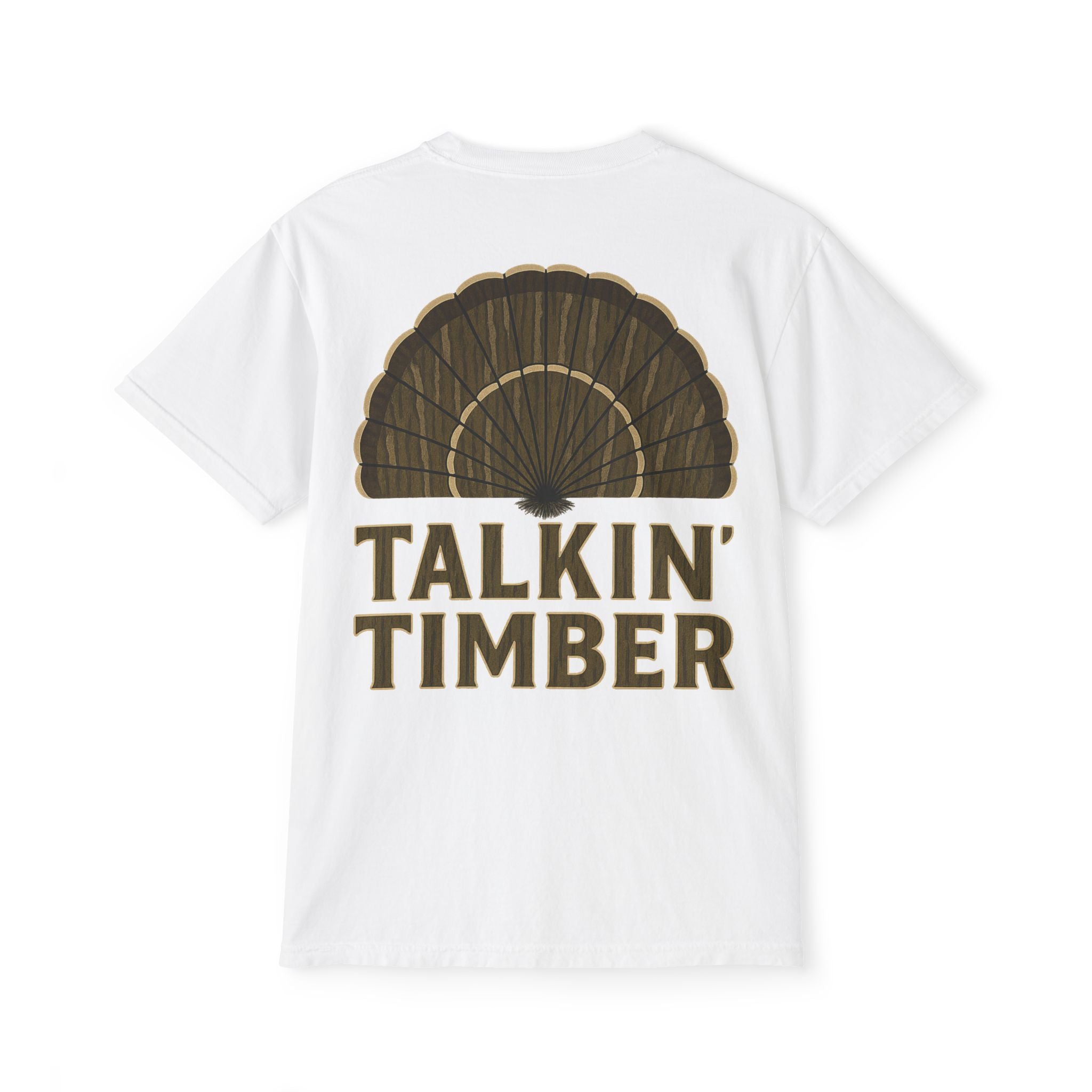 Talkin' Timber- Bottomland Fan- Back view of tee- White