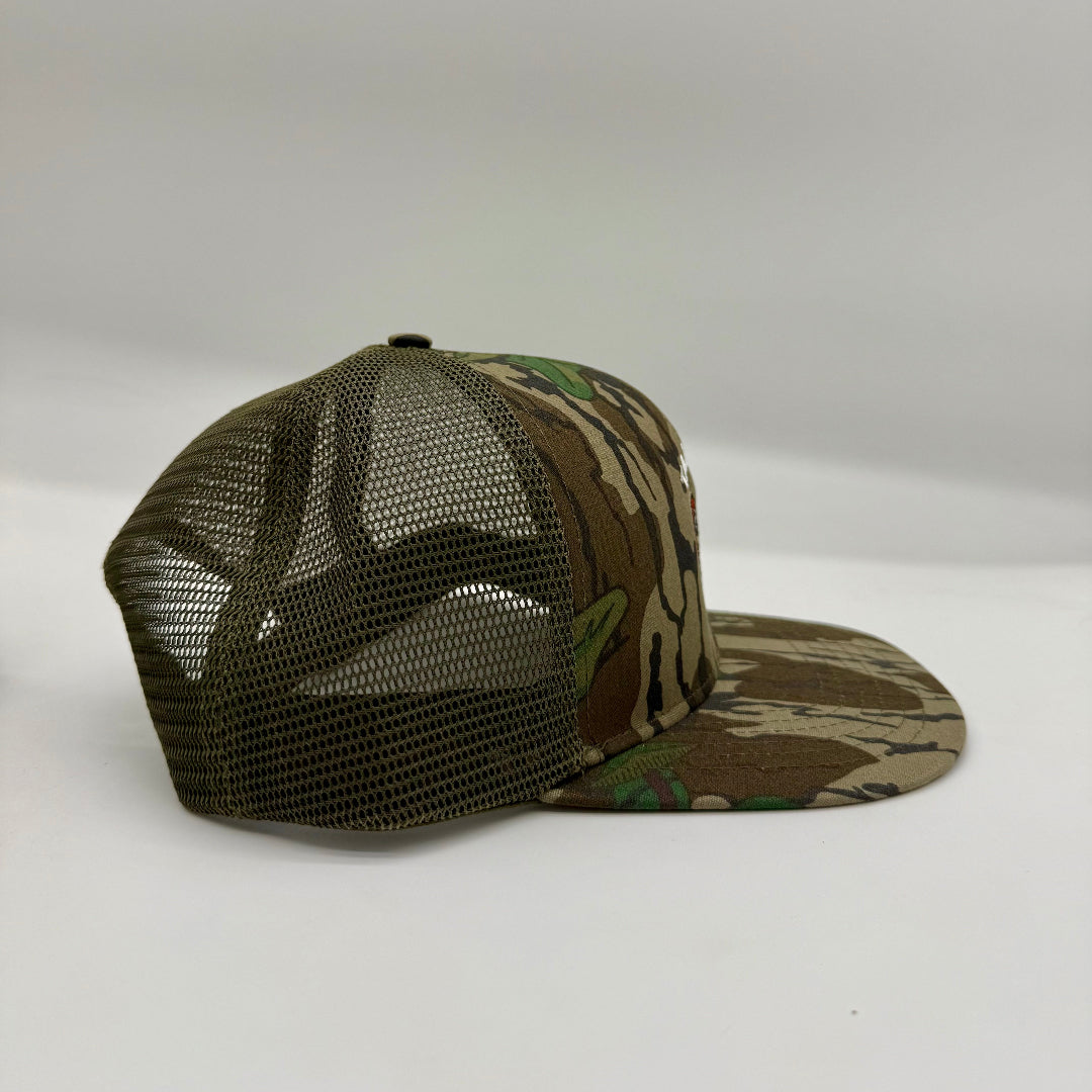 Side view of mesh netting in hat. Breathable