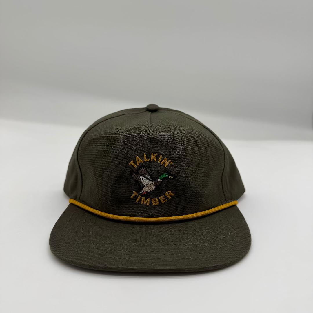 Dark green cap with embroidered logo on a white background