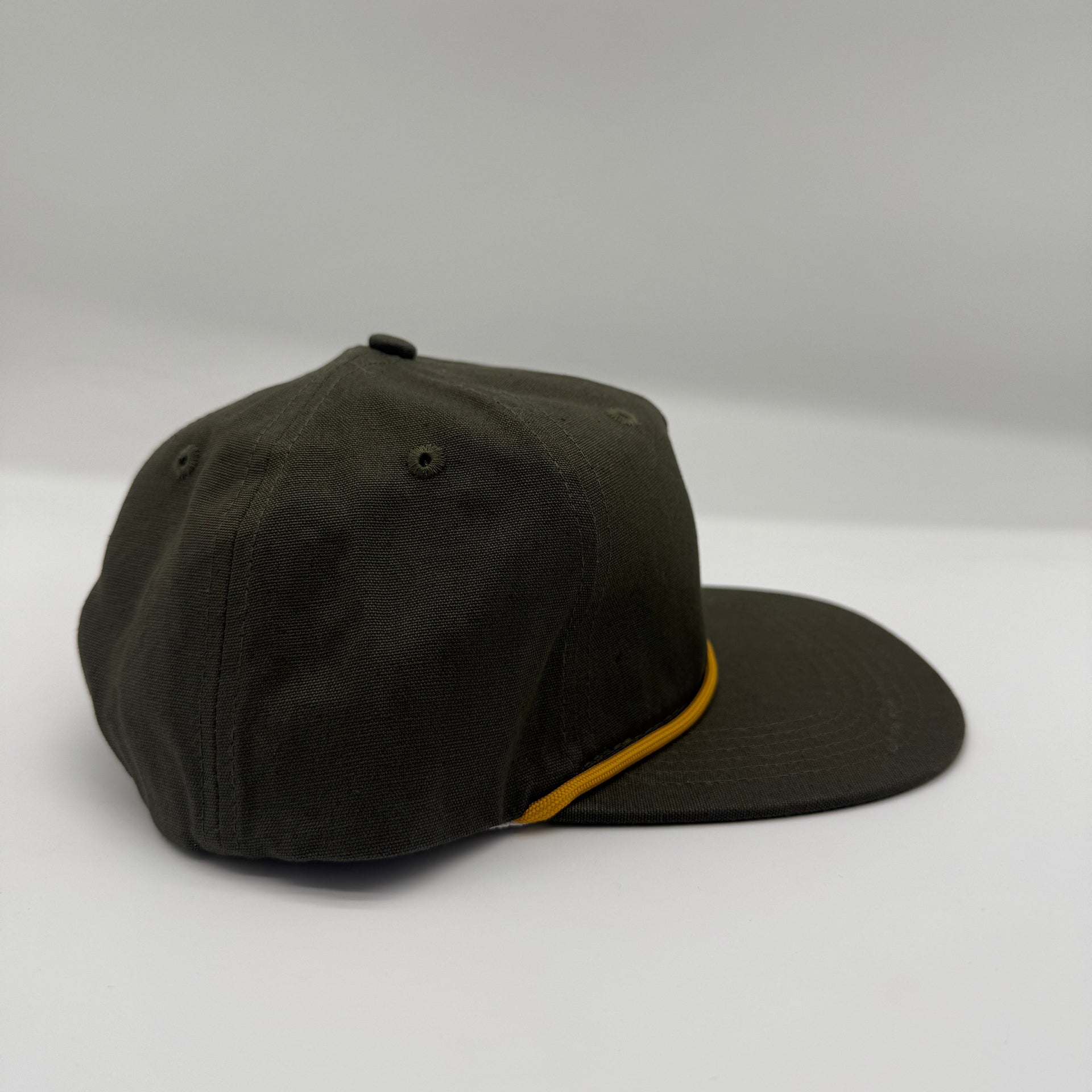 Olive and yellow rope hat