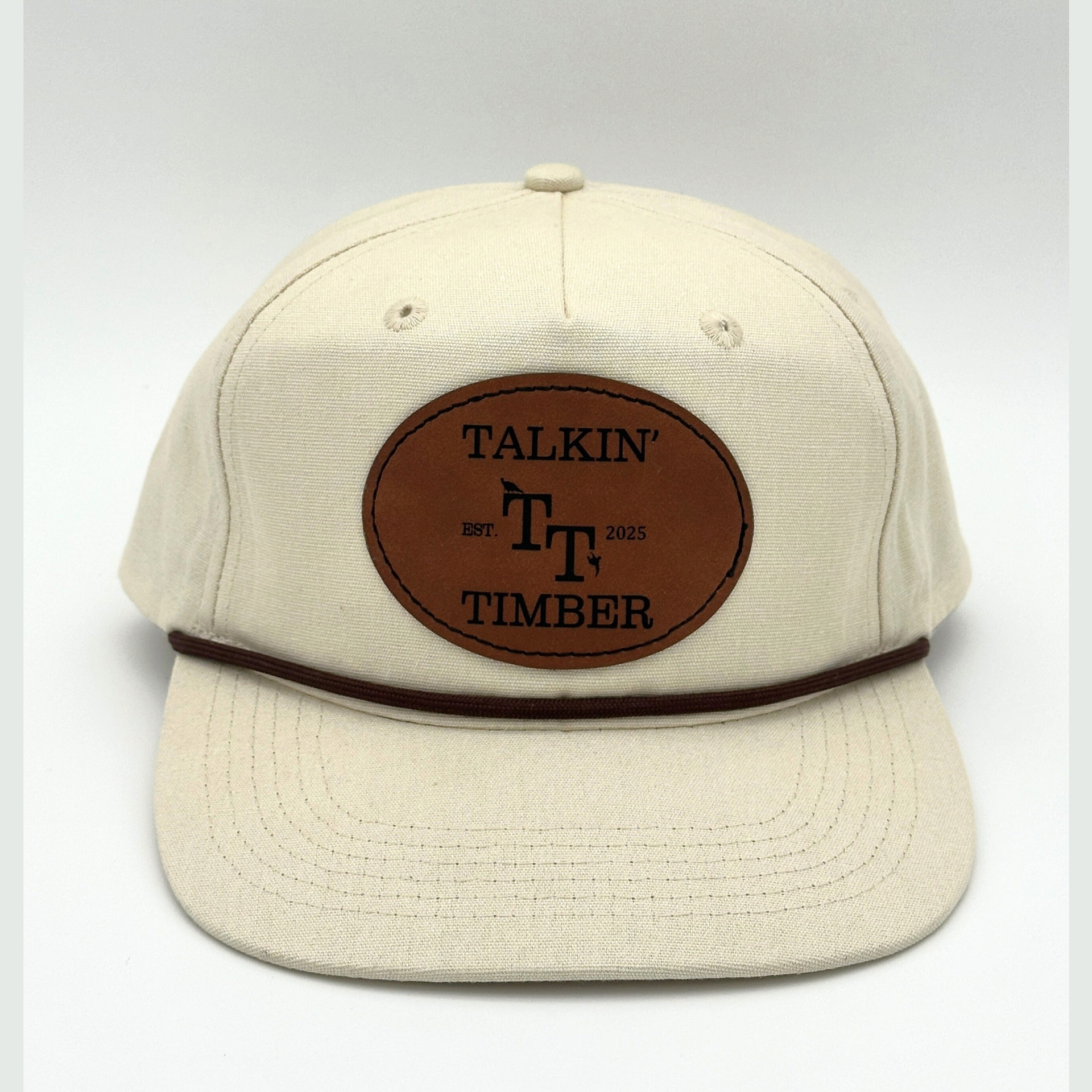 Casual cream rope hat with minimalist design and genuine leather patch, perfect for everyday wear. Golf, going out to eat, or on a date. 